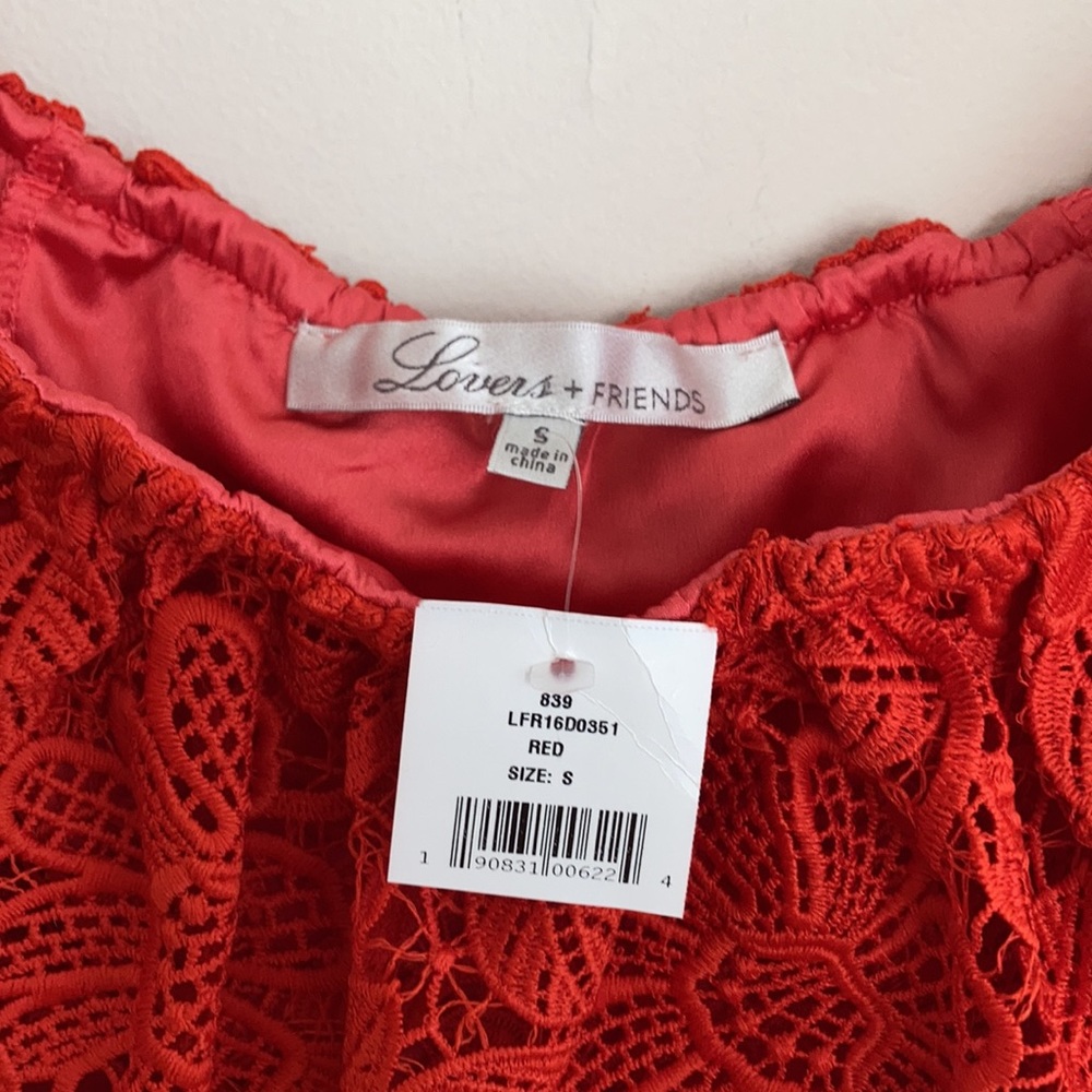 NWT Lover + Friends Womens Mini Lace Dress Size S Cherry Red Dopamine Dressing - Picture 4 of 11